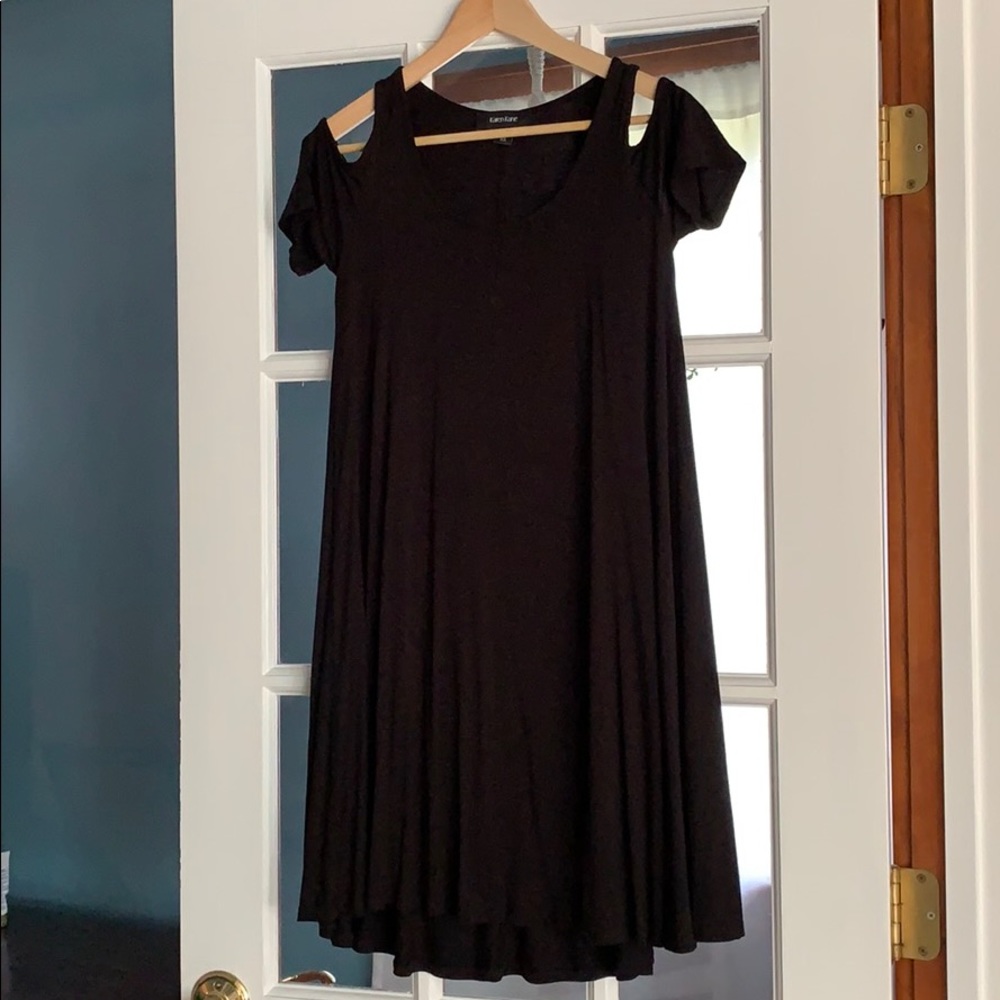 Black jersey cold shoulder dress